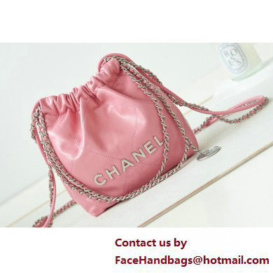 Chanel Shiny Calfskin & Silver-Tone Metal CHANEL 22 Mini Handbag AS3980 Pink Chanel Shiny Calfskin & Silver-Tone Metal CHANEL 22 Mini Handbag AS3980 Pink
